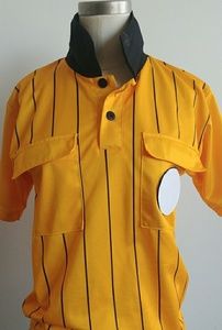 Yellow and black striped soccer shirt